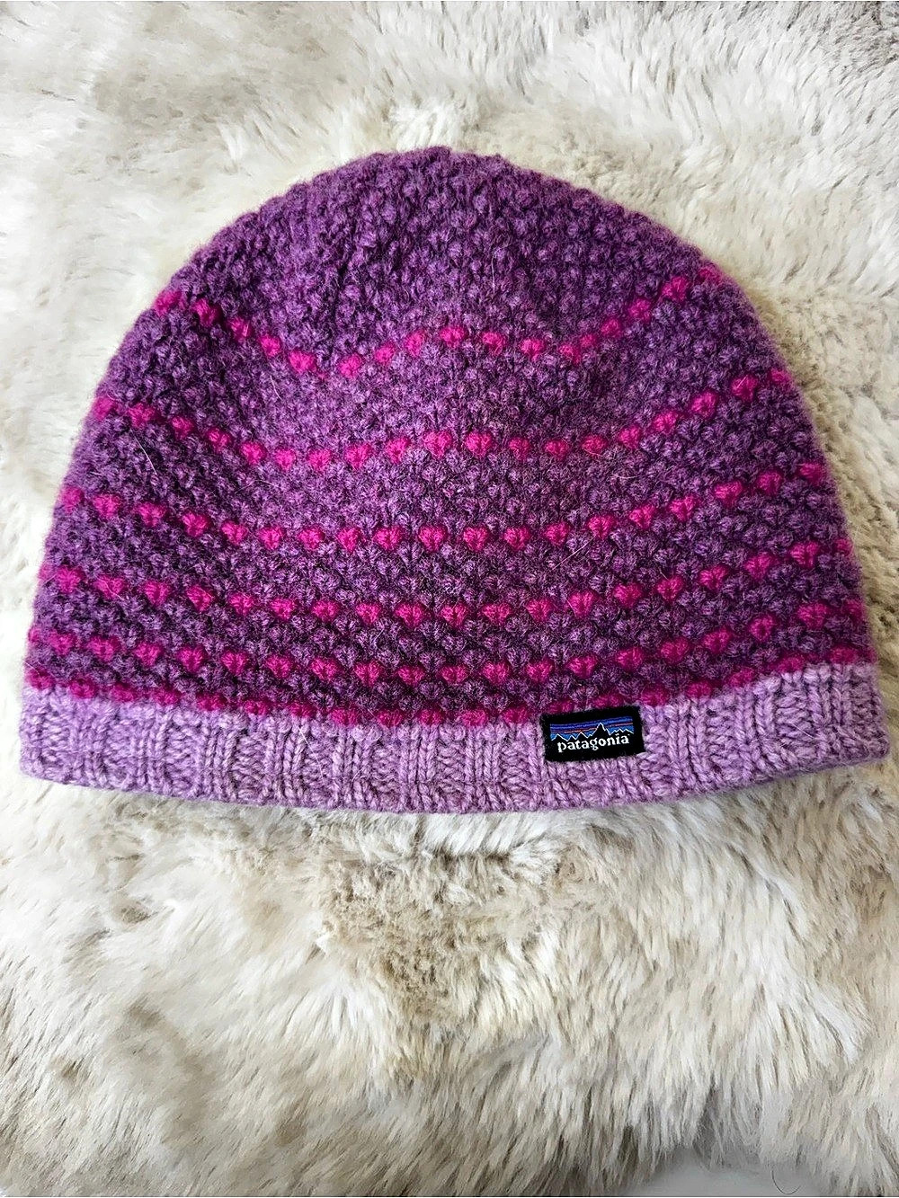 Patagonia Purple & Pink Wool Beanie, winter, ski, snow, gorpcore